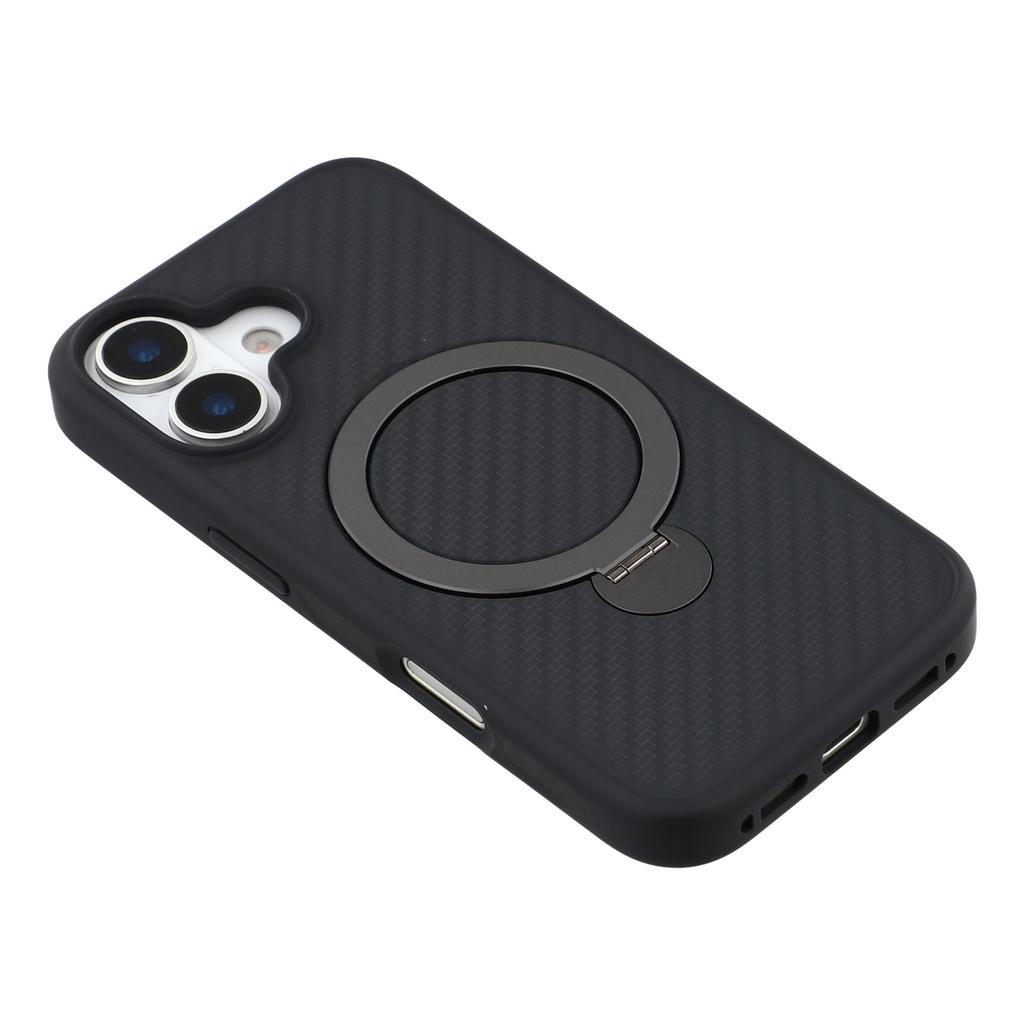 For iPhone 17 Case Compatible with MagSafe Kickstand TPU+PC Phone Cover Carbon Fiber Texture