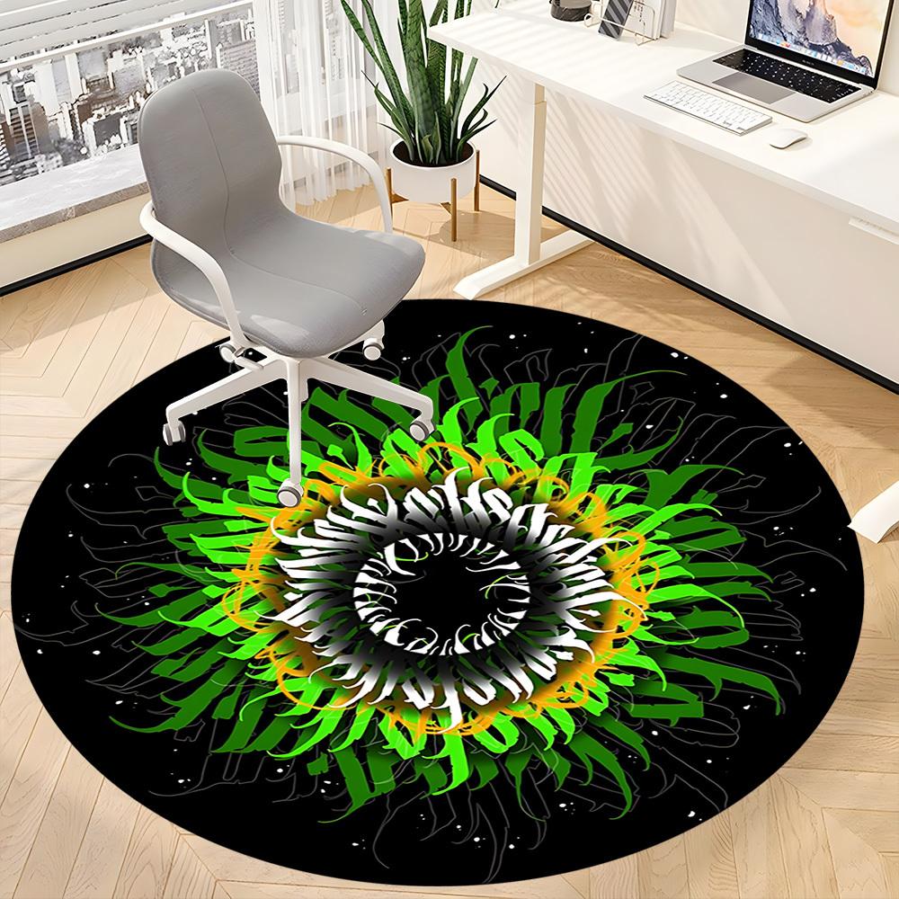 1pc Abstract Artwork Chair Carpet for Office, Round Non Slip Durable Large Size Office Carpet, Suitable for Office