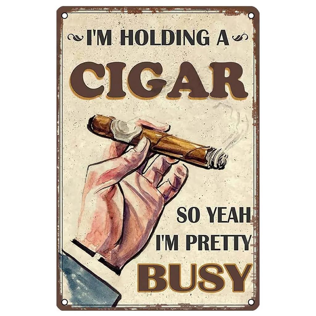 Whiskey Cigar Plaque Metal Tin Signs Wall Decoration Vintage Art Posters Iron Painting for Man Cave Home Cafe Garden Club Bar