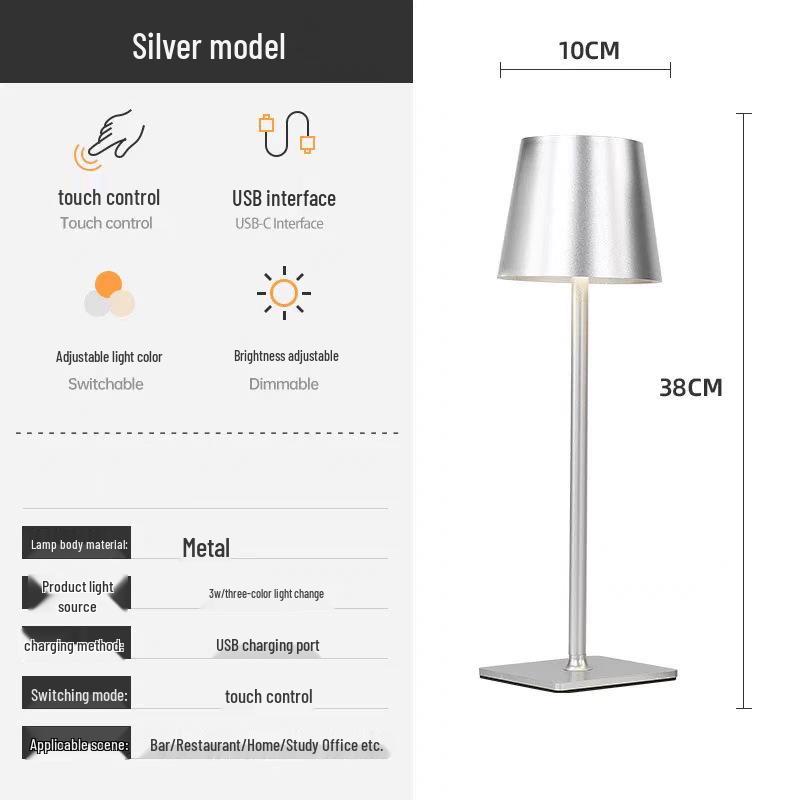 Rechargeable Iron Art LED Desk Lamp for Bedroom and Dining Room