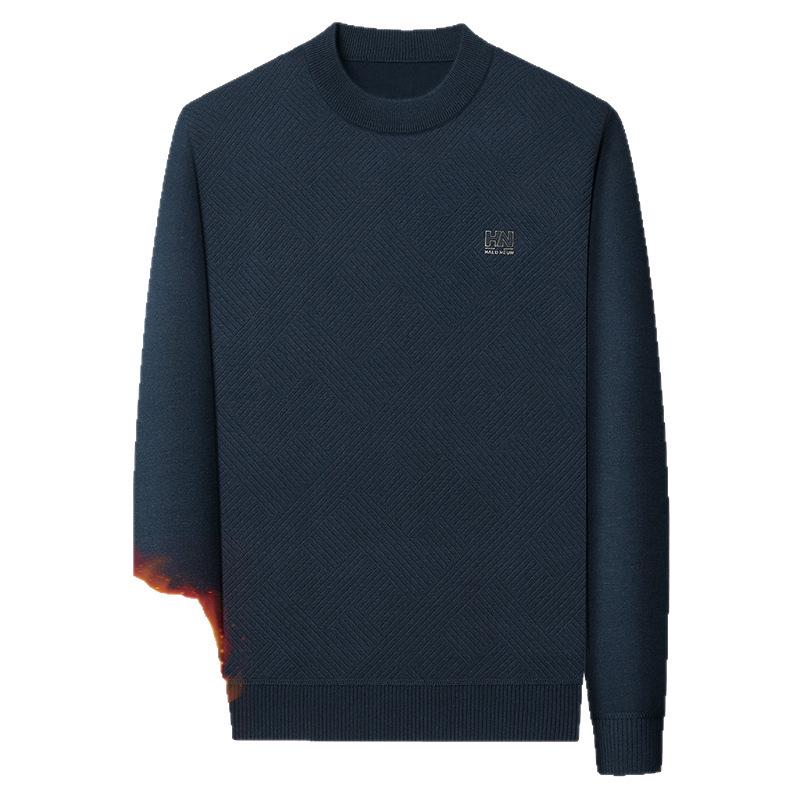 2025 Autumn Men's Plus Velvet Thick Knit Sweater - Warm Casual Top
