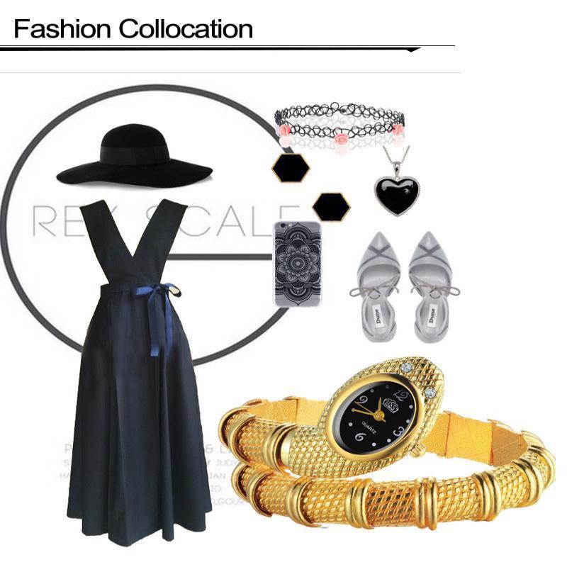 CUSSI Unique Fashion Snake Shaped Bracelet Watch Women Watches Luxury Women's Watches