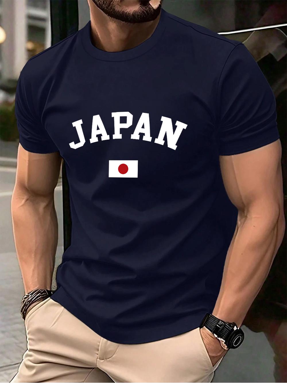 ZheXiong TEE Japanse Vlag Print Heren T-shirt Katoen Zomer Zacht Oversized Top Ronde Hals Korte Mouw Comfortabel T-shirt Casual Mannenkleding 2XL