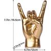 QIANLING 7.7" Gold Resin Rock On Hand Gesture Statue - Rock Culture Music Lovers' Decorative Tabletop Sculpture for Bookshelf, Desk & Mantel Decor in