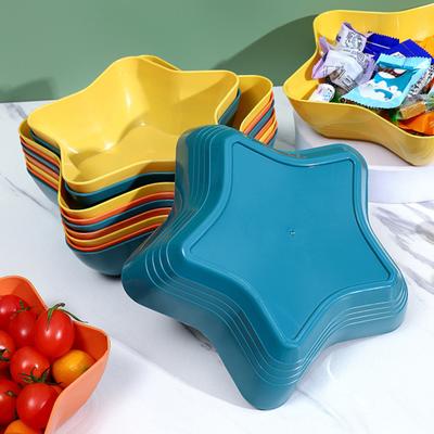 Five-pointed Star Fruit Plate Large Capacity Food Grade Plastic Multi-purpose Snack Fruit Nut Food Serving Tray Bowl Dish Holder Kitchen Supplies