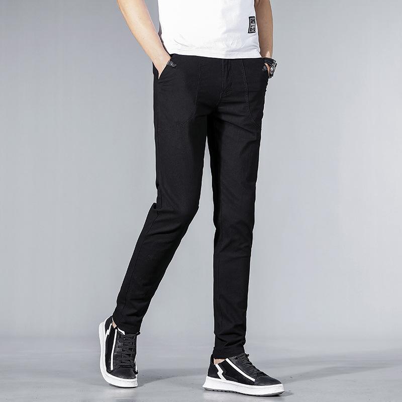 Summer Thin New Men'S Ice Silk Casual Pants Fashionable And Versatile Elastic Slim Straight Leg Small Leg Pants Men'S Pants