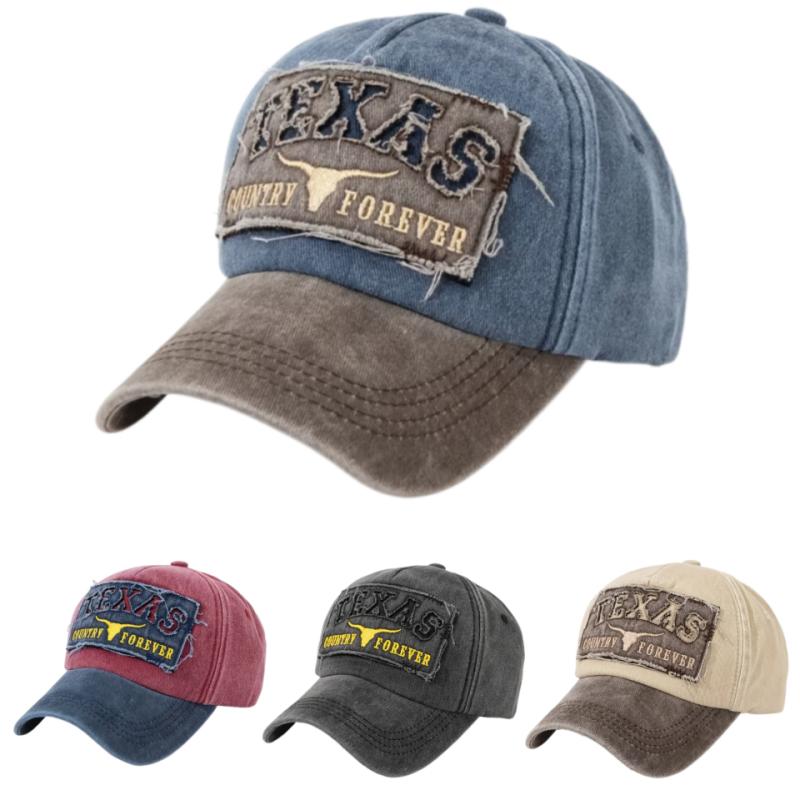 Retro Used Texas Baseballkappe Gewaschen Bestickt Trucker-Hut Country Forever Papa-Hut, Verstellbare Lässige Kappe für Damen Herren