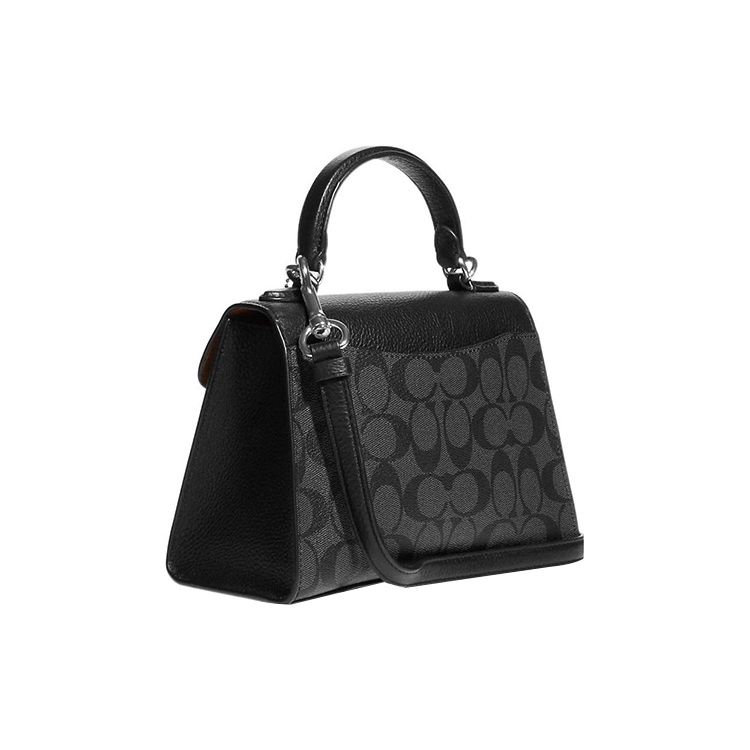Coach Pepper 22 Classic Monogram Signature Coated Canvas And Pebble Leather Handbag Shoulder Bag Crossbody Bag Small Women handbags Black C7226-SVTSQ