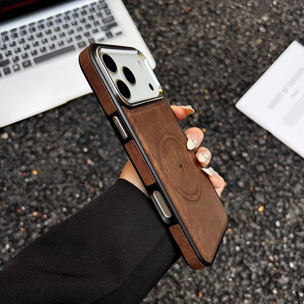 Luxury Lightning Charging Leather Texture Case For iPhone 17 Air 16 15 14 13 12 11 Pro Max Plus XS XR for Magsafe Magnetic Cover