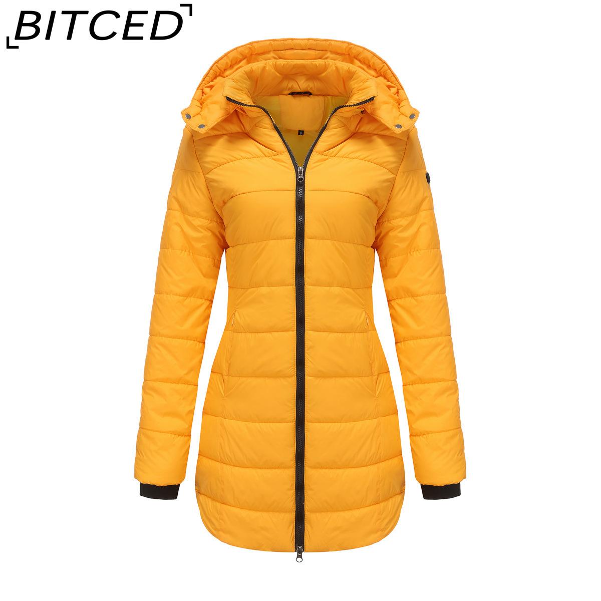 

BITCED Women s Water-Resistant Cotton Coat with Detachable Hood Long-Sleeve Parka for Fall/Winter Warmth Cotton-Blend Winter Jacket XXXXXL золотой