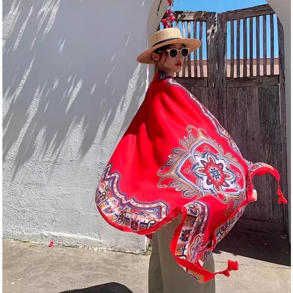 Chaka Salt Lake Great Northwest Tourism Ethnic Style Scarf Silk Scarf Women'S Summer Seaside Beach Shawl Sunscreen Thin