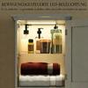 Bathroom column furniture with LED lighting, narrow bathroom storage cabinet with drawer and 2 doors, freestanding tall cabinet