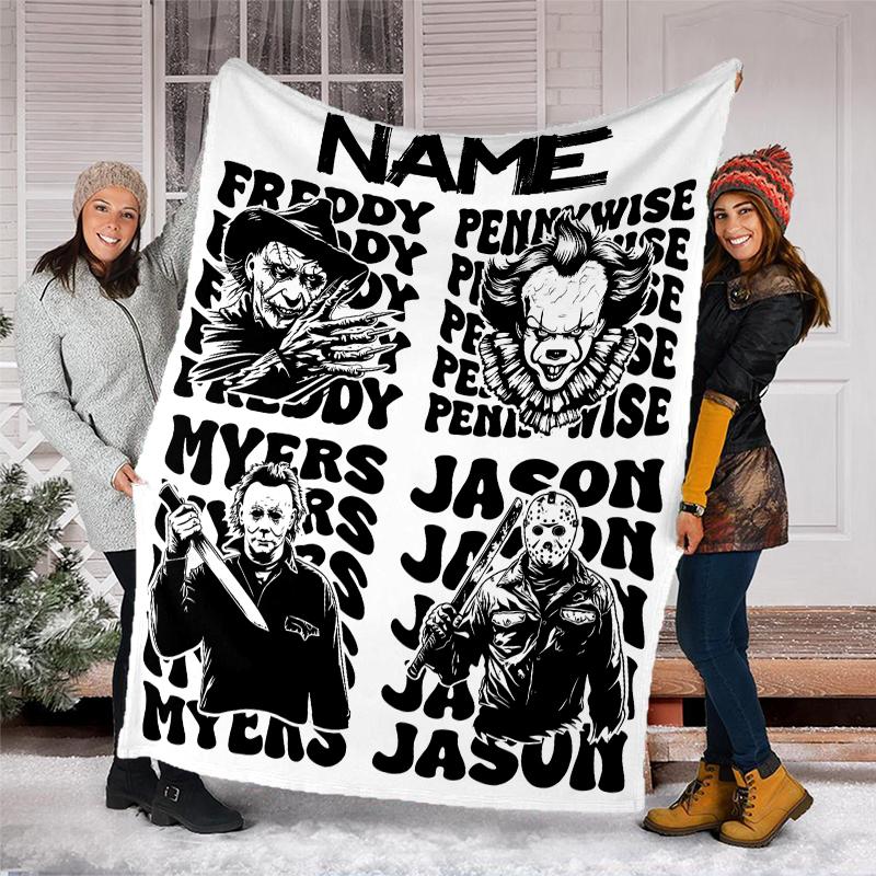 Personalized Custom Name Blanket - Horror movies Print Design,Blanket for Sofa,Bed,Travel,Camping - Soft and Warm, Great Gift