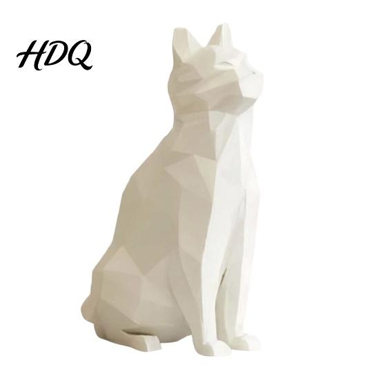 Простое Арт Украшение Кот Геометрическая Фигурка 3D Печатная Низкополигональная Скульптура Современный Свет