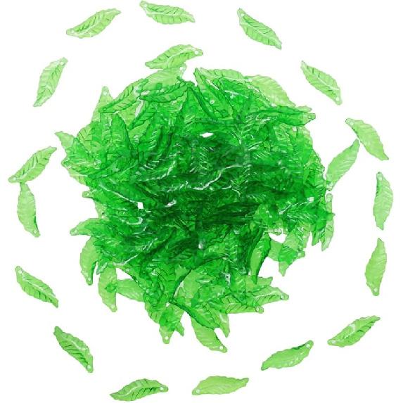 

Decoendiy 200 шт. Акриловые бусины в виде зеленых листьев - Свободные акриловые подвески в форме листьев для изготовления ювелирных изделий и DIY поделок 10*30mm