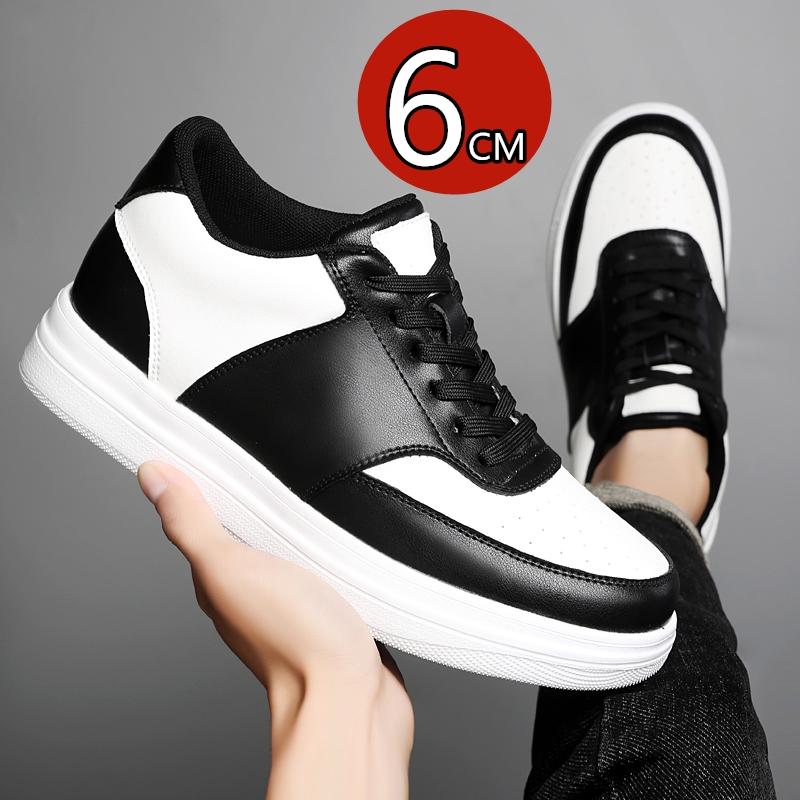 Height Increasing 6cm Unisex Leather Casual Sports Shoes Breathable Lightweight Comfortable Elevator Sneakers For Men Women