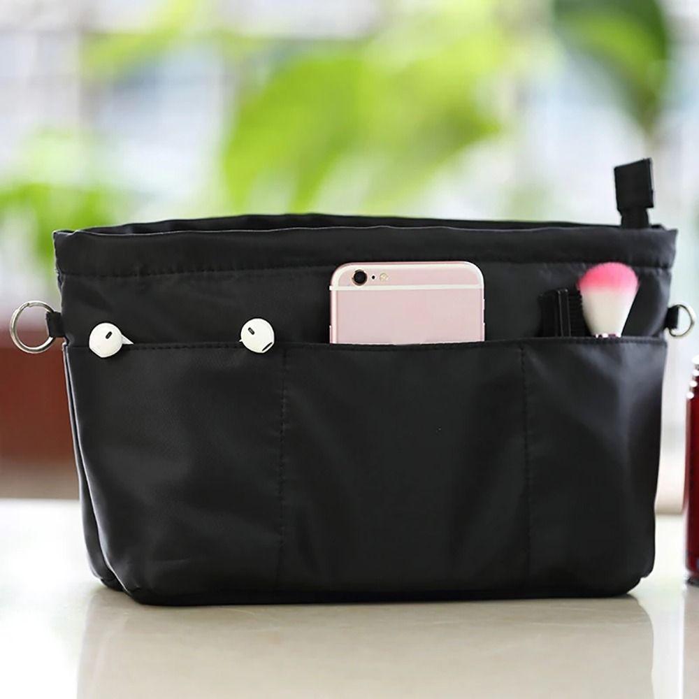New Insert Cosmetic Bag Multi-Pocket Felt Handbag Portable Dorm Room Cosmetic Bathroom Organizer Storage Bags with Zipped Top
