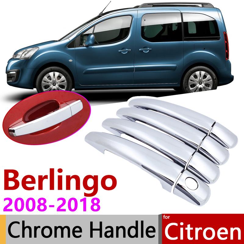 For Citroen Berlingo 2008~2018 Chrome Door Handle Cover Car Accessories Stickers Trim Set 2009 2010 2011 2012 2015 2016 2017