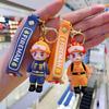 Firefighter & Traffic Police Cartoon Keychain: Cute Car Accessory & Bag Ornament Holiday Gifts.