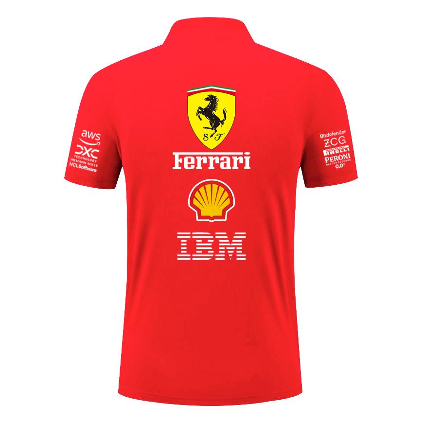 Ferrari Summer Pure Cotton F1 Racing Team Uniform T-shirt Short Sleeved Ferrari Polo Shirt Versatile Top