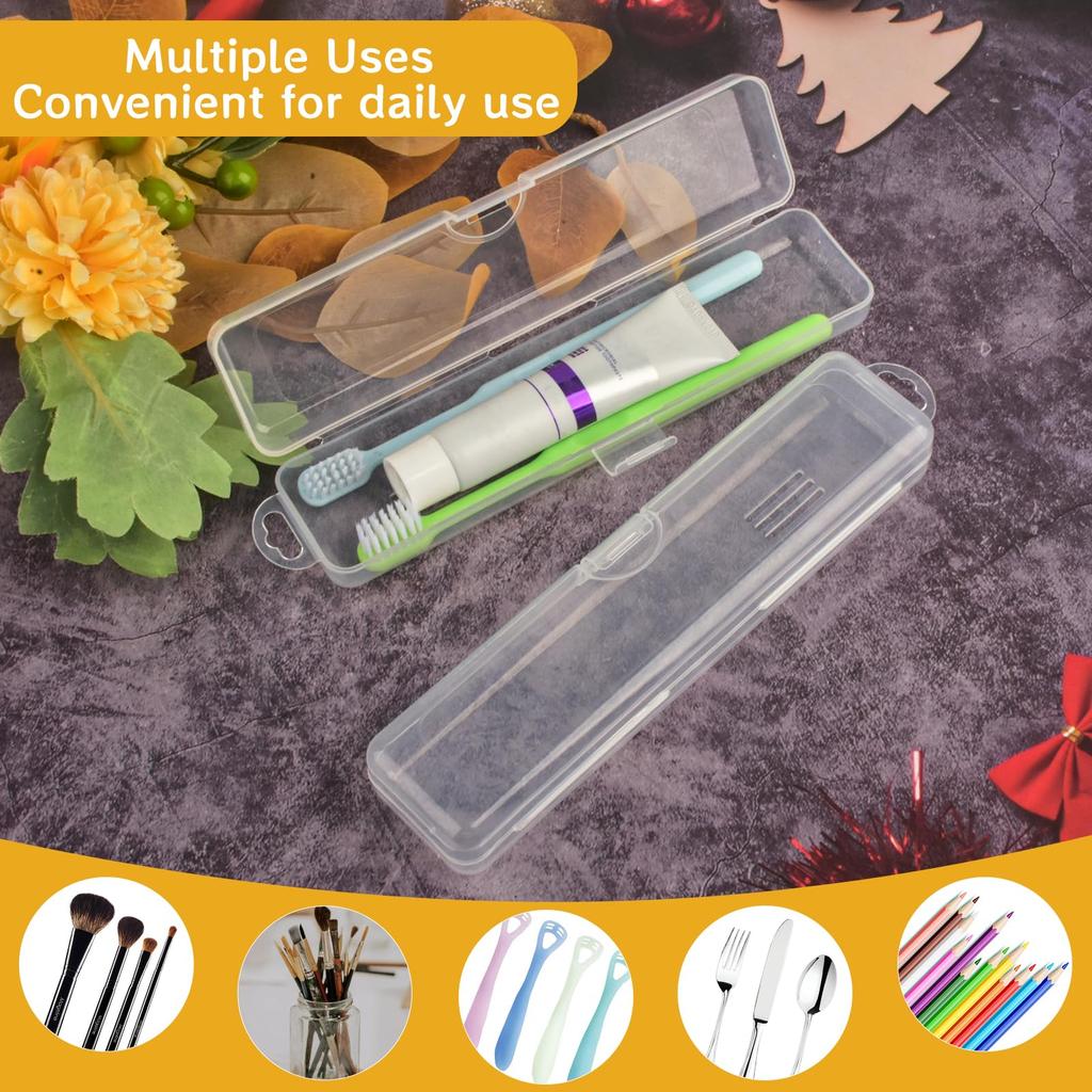 1/2/3Pcs Portable Makeup Brush Organizer Eyebrow Pencil Toothbrush Chopsticks Transparent With Cover Storage Box Kitchen Tools