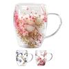 Creativo Fiore Vero Doppio Vetro Alto Livello Estetico Pieno Stella Fiore Secco Tazza per Caffè al Latte 350Ml Tazza per Uso Domestico