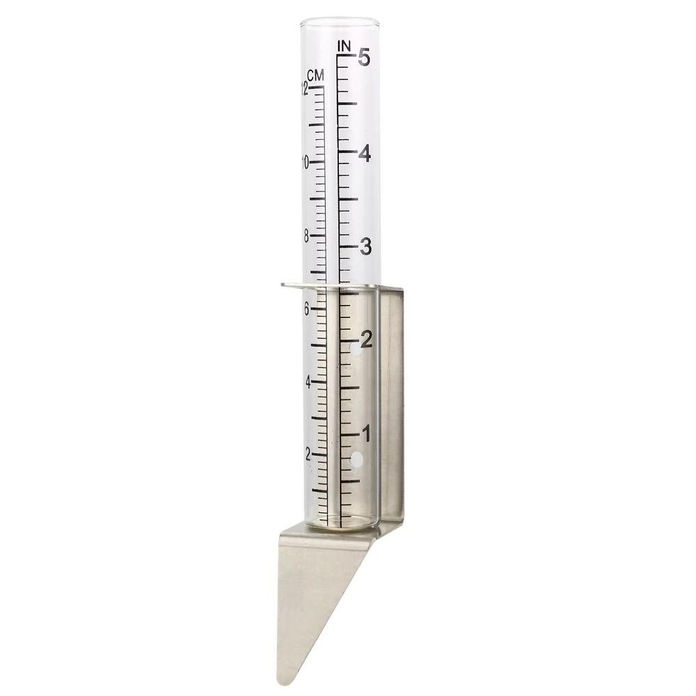 Easy To Read Glass Rain Gauge Durable Stainless Steel Garden Moisture Meter  Garden Monitoring