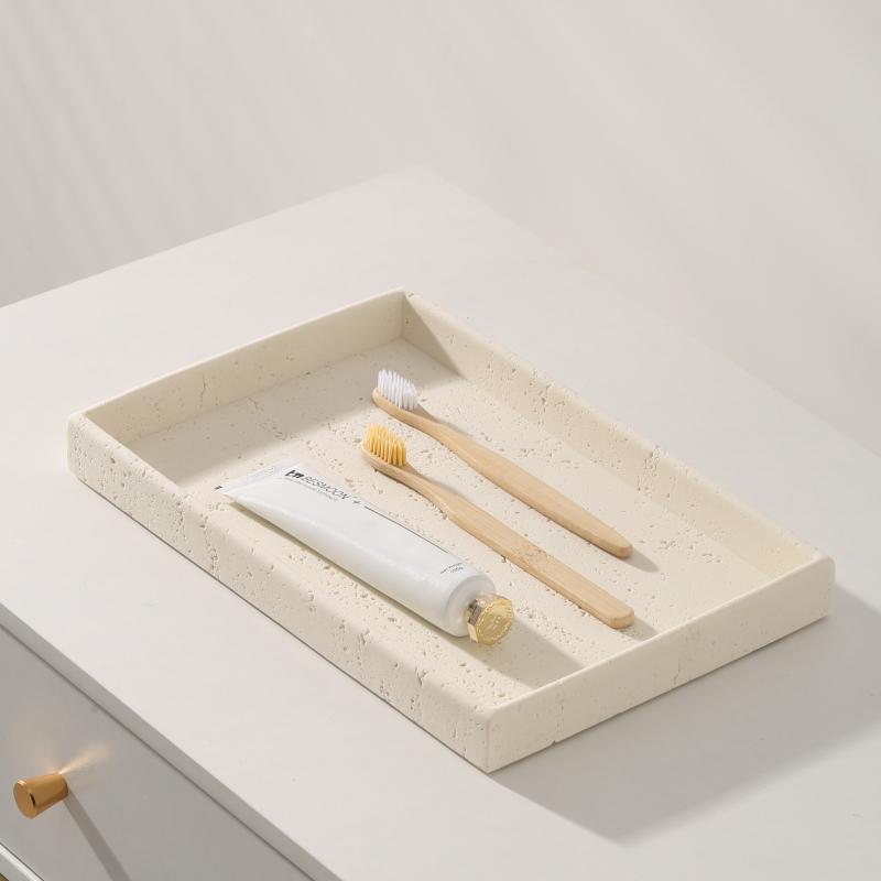 Rice White Hole Limestone Aromatherapy Diffusion Tray, Jewelry Tray, Bathroom Decoration, Dressing Table Tray, Natural Marble