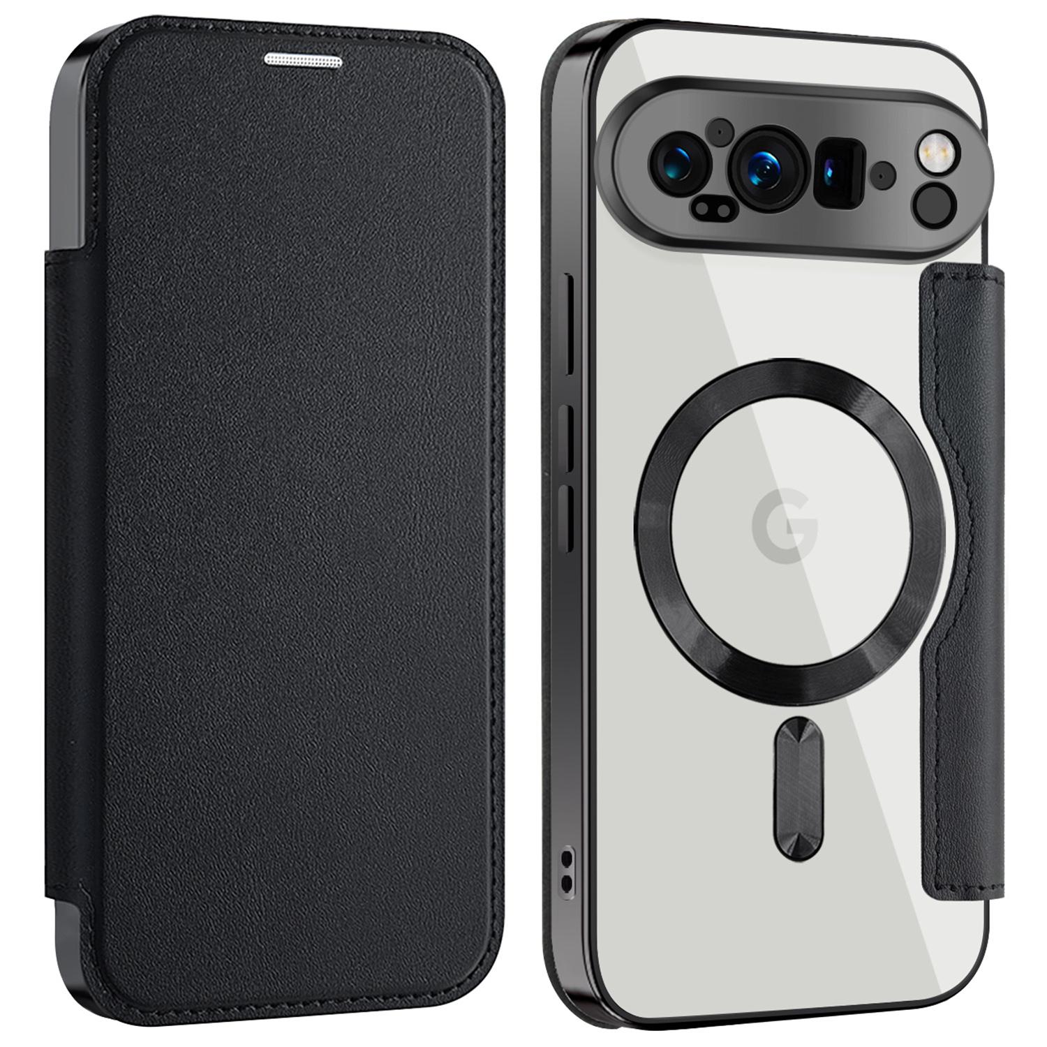 

Для Google Pixel 9 Pro XL Магнитный чехол Блокировка RFID Кожаная крышка для телефона H