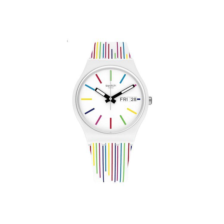 Swatch White Samba Waterproof Quartz Watch Unisex Watches GW712 White