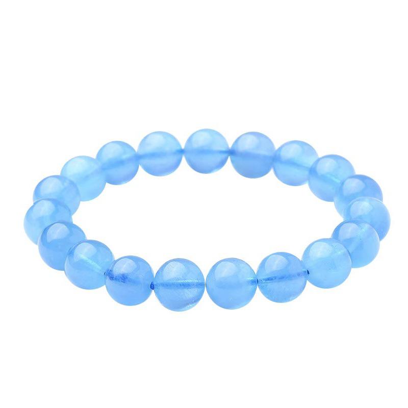 Natural Brazil Aquamarine Crystal Bracelet for Women & Men - Blue Beaded Gift for Girlfriend