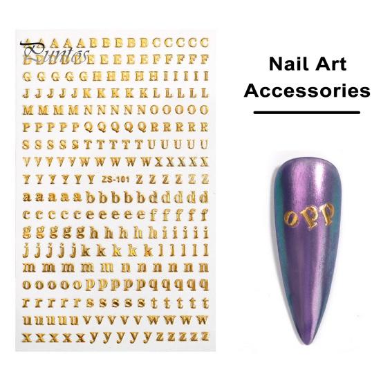 1 Sheet Nail Art Stickers 3D 26 English Alphabet Nail DIY Manicure Adhesive Letter Decals Great Stickiness Anti-slip Nail Art Accessories