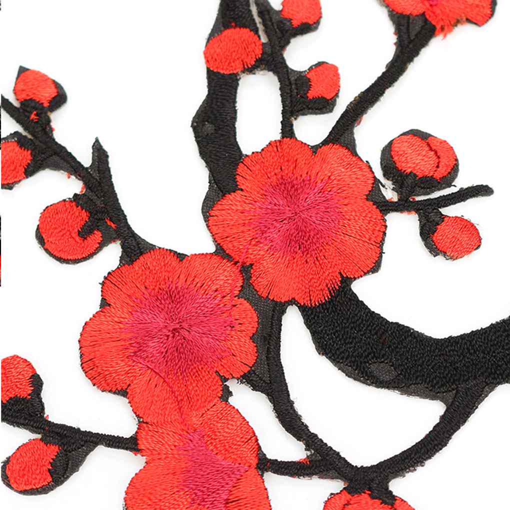Applique - Plum Blossom Flower Branch Embroidery Patch Motif Iron Sew On Fabric