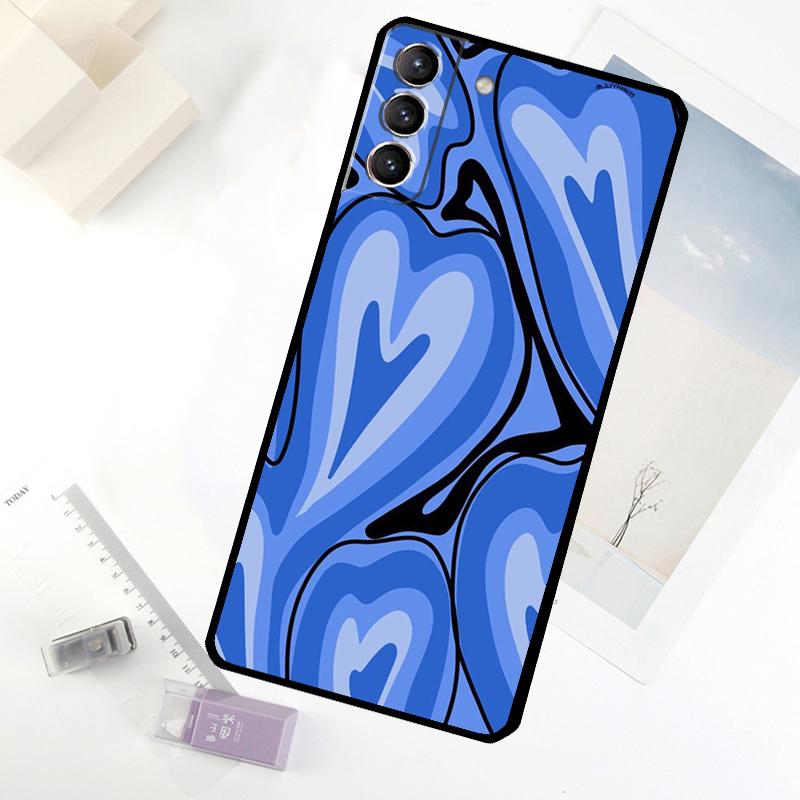 Brown Purple Hearts Swirl Pattern Phone Case For Samsung Galaxy S24 FE S23 Ultra S21 S22 S25 S26 Ultra S10 Plus S20 FE Cover