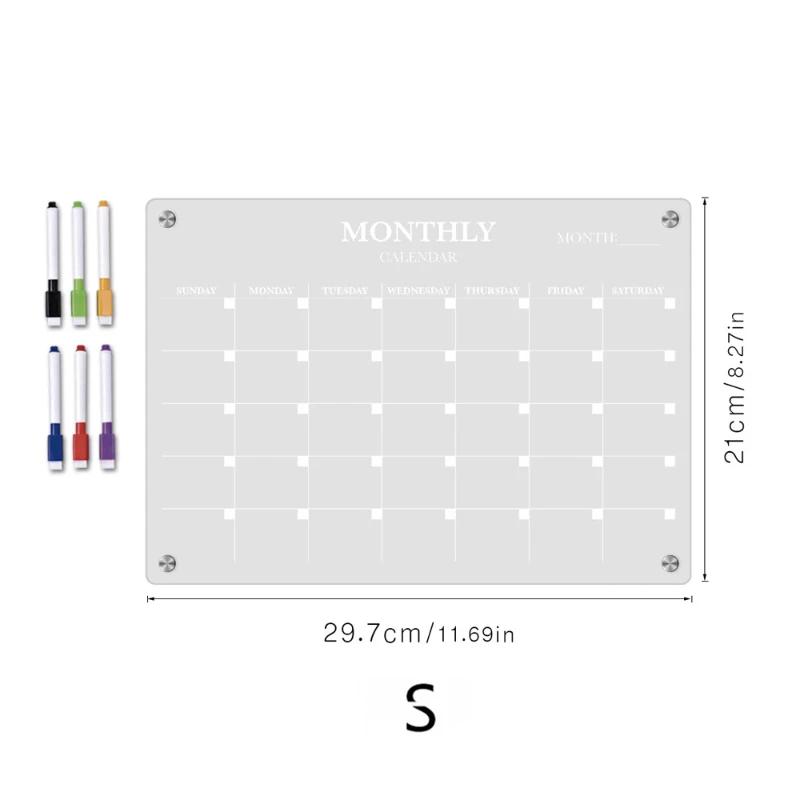 Acrylic Magnetic Fridge Calendar Monthly Planner Dry Erase Reusable Schedule To-Do List Message Menu Boards Bulletin Board