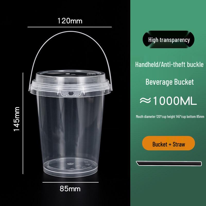 1000ml Disposable Fruit Tea Cup - Large Capacity Handheld Bucket for Milk Tea
