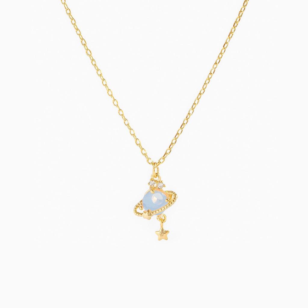 Women's Saturn Ring Pendant Clavicle Necklace - Planet & Cross-border Style