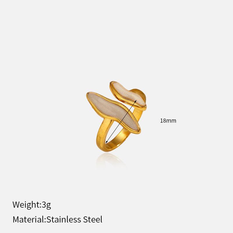 Chenhe jewelry women's high-end sense niche design fashionable non-fading jewelry stainless steel enamel open ring