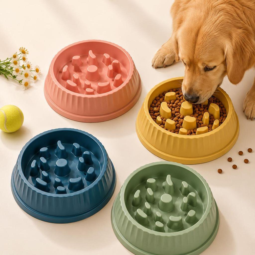 Non-Slip Pet Slow Feeder Bowl: Anti-Choking Design for Cats & Dogs with Neck Protection