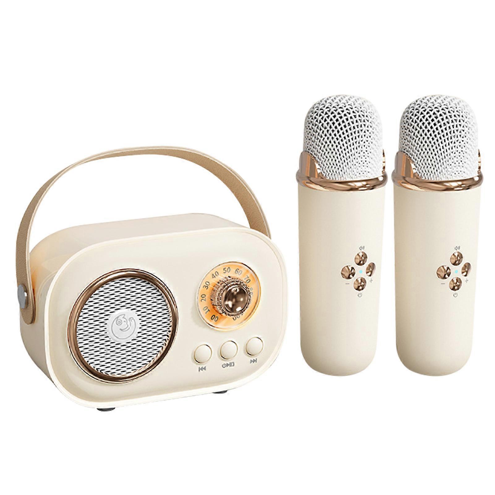 Kinder Karaoke Maschine mit Mikrofon, Tragbarer Bluetooth Lautsprecher Kabelloser Subwoofer für Kinder Geburtstag Weihnachtsgeschenk 1 weiß