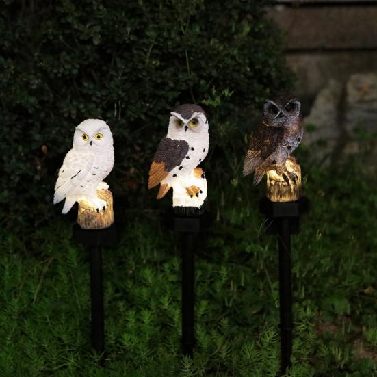 Solar Owl Lawn Light, Garden Owl Statue Solar Light, Outdoor LED Owl Light with Spike for Yard Patio Pathway