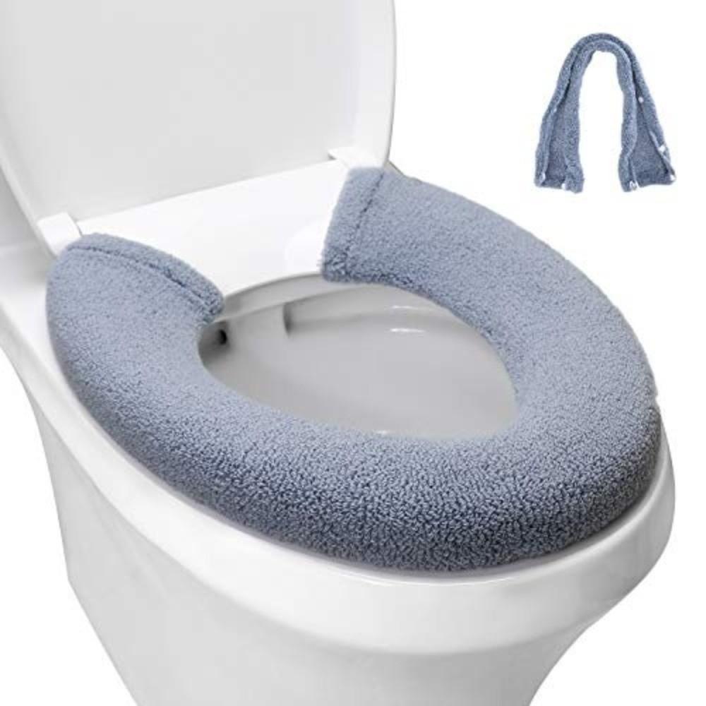 Thickened Toilet Seat Cover Soft Texture Toilet Cushion Warm Mat Button Toilet Pad  Square Toilet