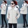 New Women's Cotton-padded Jacket Short Jacket Large Fur Collar Removable Hat Women's Down Cotton-padded Jacket Women's Large Size Cotton-padded Jacket