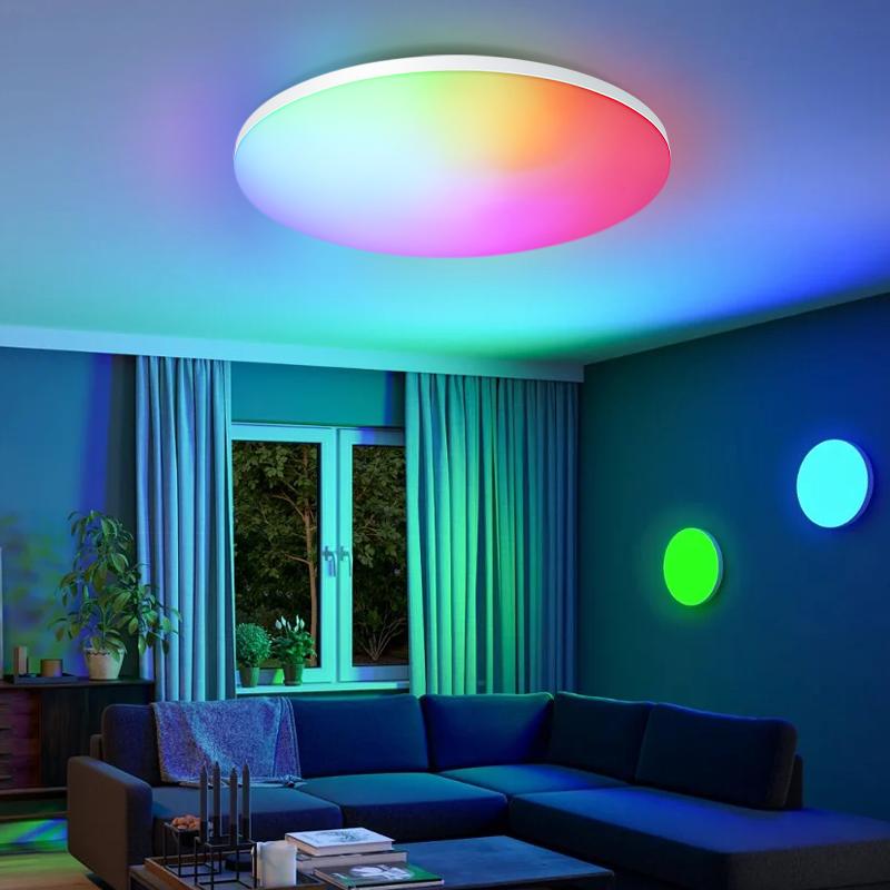 MARPOU RGB Smart Ceiling Light LED Round Ceiling Lamp CW Tuya APP Dimmable Compatible 450mm 370mm 300mm 18-54w 220v Ambient Lamp