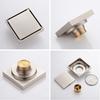 Modern Metal Square Floor Strainers Brass Bathroom Shower Stealth Tile Insert Anti Odor Linear Floor Drain