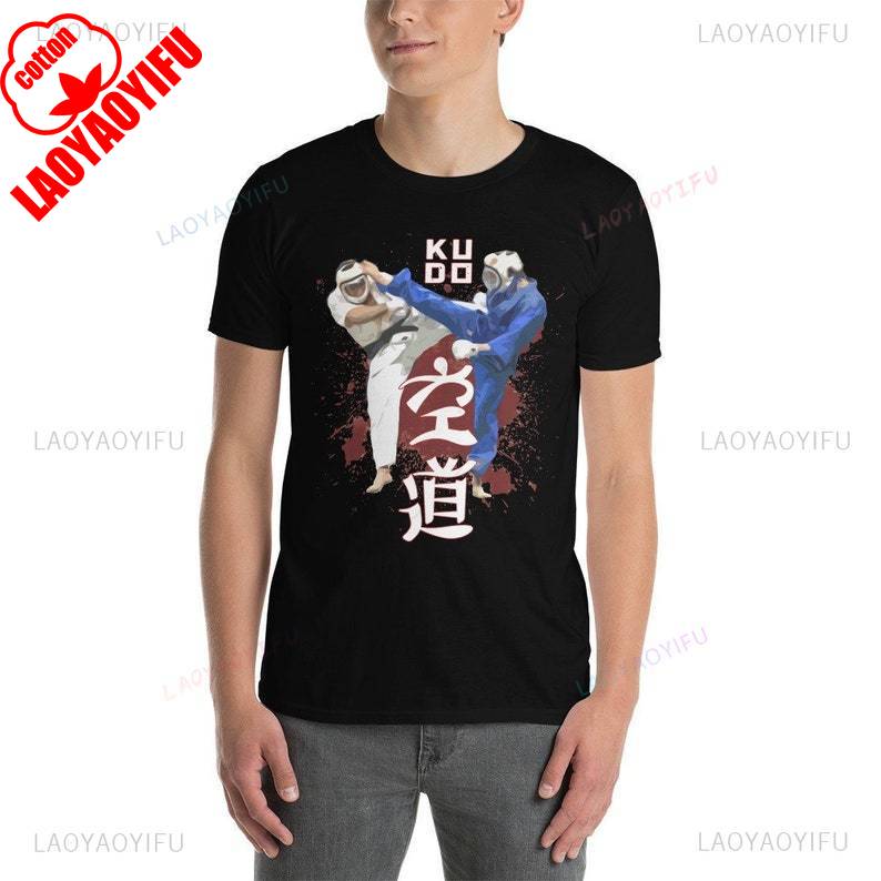Kudo Fight Unisex T-Shirt Breathable Camisetas Fashionable and Casual Combed Cotton Short Sleeved Round Neck T-shirt