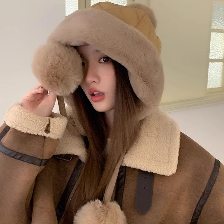 Hut Damen Winter Koreanischer Mongolischer Hut Plüsch Outdoor Ski Winddicht Ohrenschutz Lei Feng Hut Damen Nordöstlicher Warmer Hut