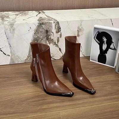 Mode Spitz Temperament Neuer Stil Kurze Stiefel Herbst und Winter Mode Kurzer Schaft Damen Vielseitige Schlankmachende Stiefel