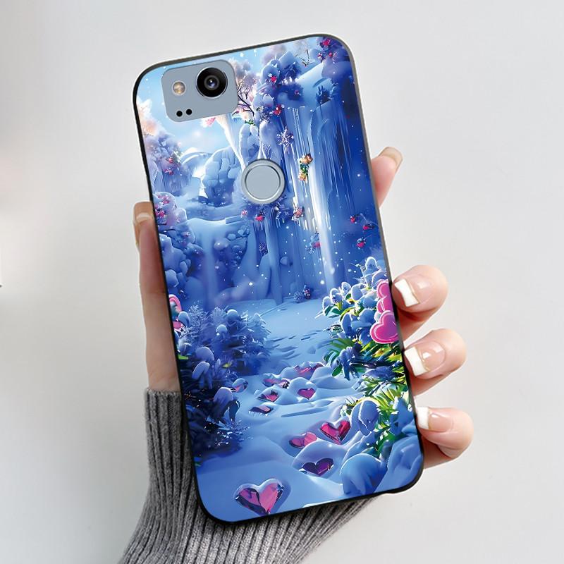 Cute Case For Google Pixel 2 / Pixel 2XL Printing Shell Pixel 1 XL Pixel1 Protective Cover Soft Silicone Cartoon Black Casing