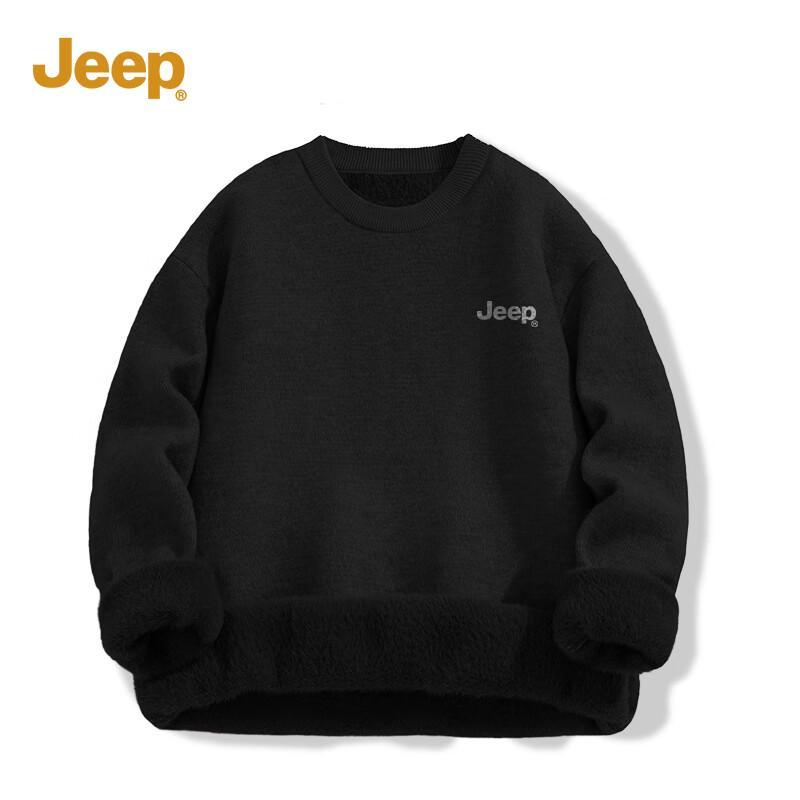 JEEP Men s Winter Fleece-Lined Round Neck Sweater M